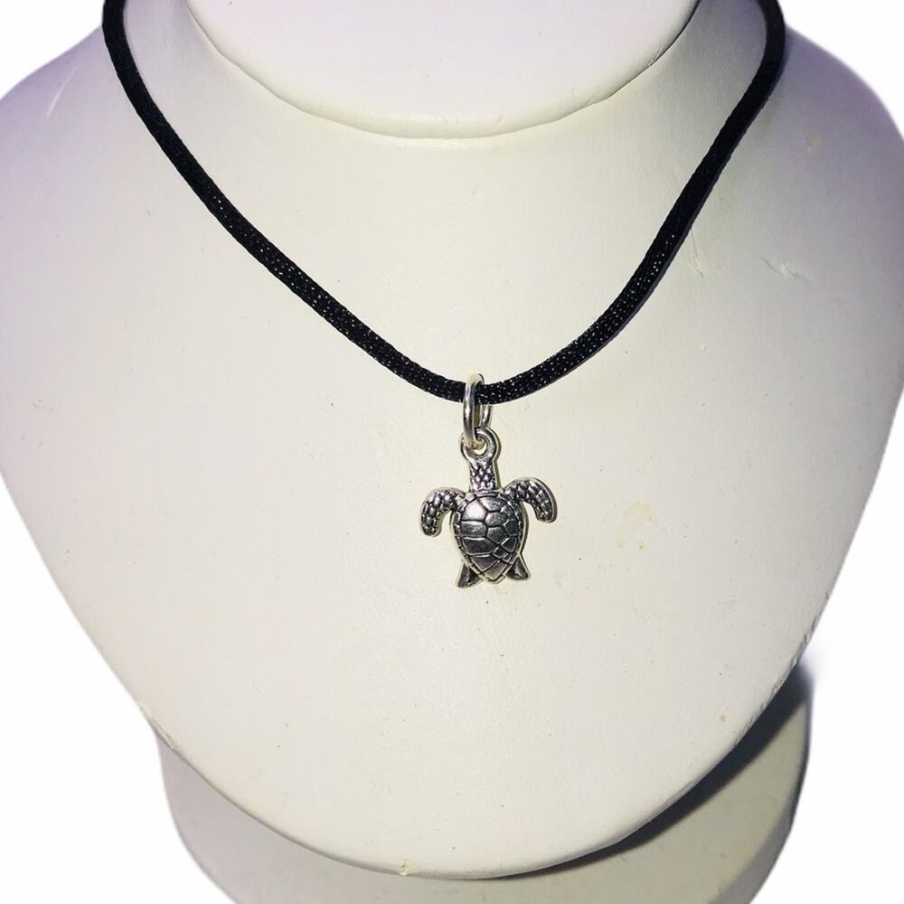 Hand Crafted Silver Turtle Charm Necklace #5